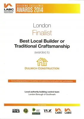 LABC Award - Finalist - Best Local Builder or Traditional Craftsmanship - 2014