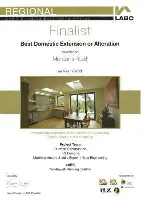 LABC Award - Best Domestic Extension or Alteration - 2013